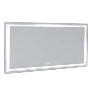 Modern 47 in. W x 24 in. H Extra Large Rectangular Frameless Anti-Fog Backlit Dual Front Led Wall Bathroom Vanity Mirror