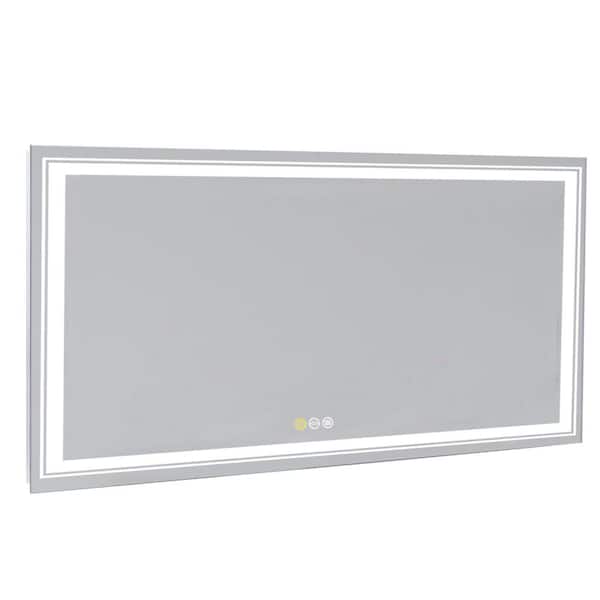 Modern 47 in. W x 24 in. H Extra Large Rectangular Frameless Anti-Fog Backlit Dual Front Led Wall Bathroom Vanity Mirror