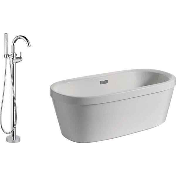 Synergy 68 in. x 36 in Soaking Bathtub with Center Drain in White