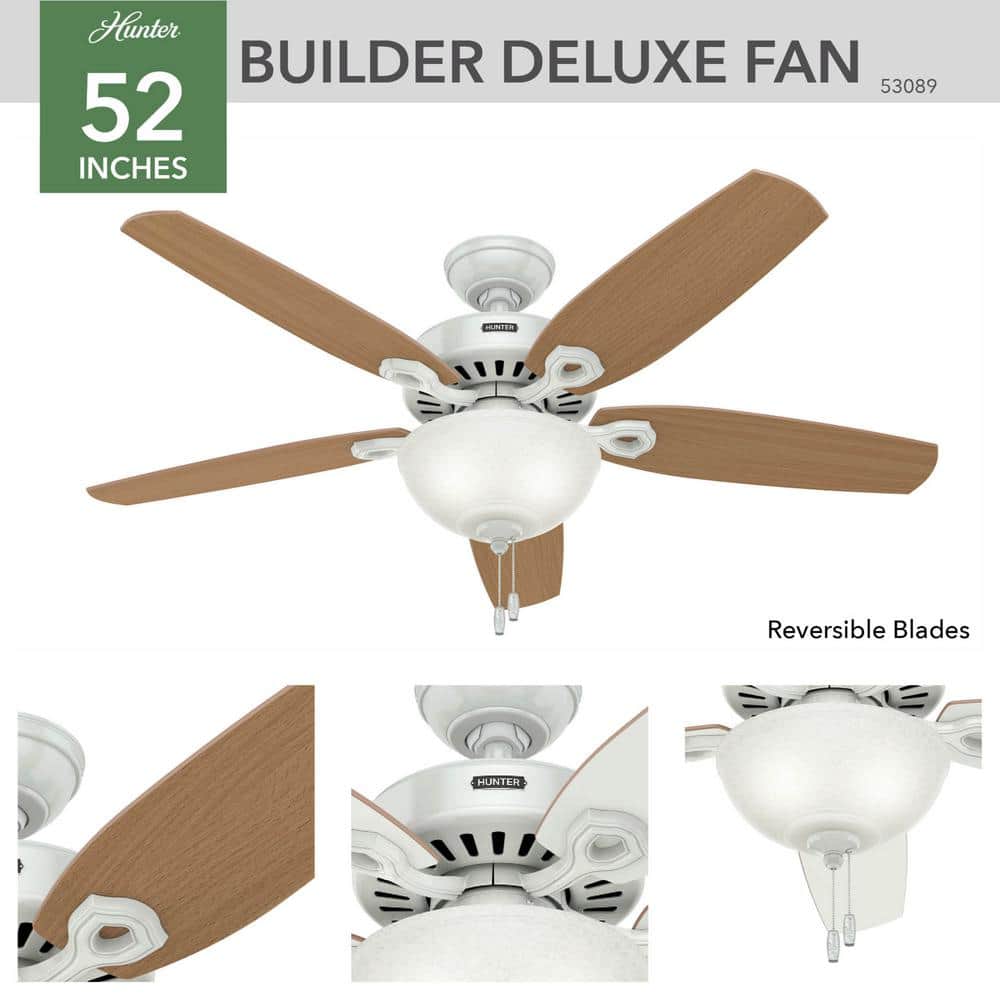 Snow White 52" Ceiling Fan with LED Light and Beech Blades