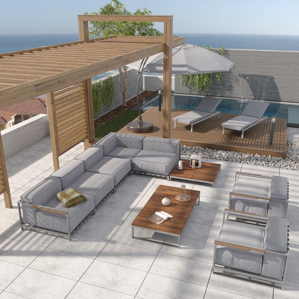 Sunrise Collection, 9-piece Extra Deep Seating Metal Patio Conversation Set