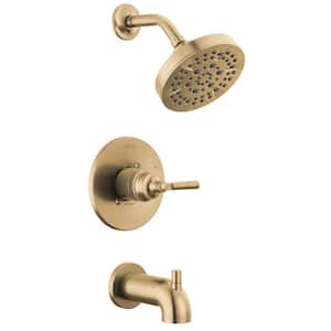 Saylor 1-Handle Wall Mount Tub and Shower Trim Kit in Champagne Bronze (Valve Not Included)
