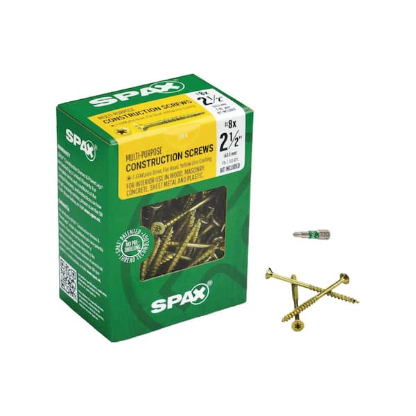 SPAX #8 x 2-1/2 in. T-Star Plus Drive Flat-Head Partial Thread Yellow Zinc Coated Multi-Material Screw (133 per Box)