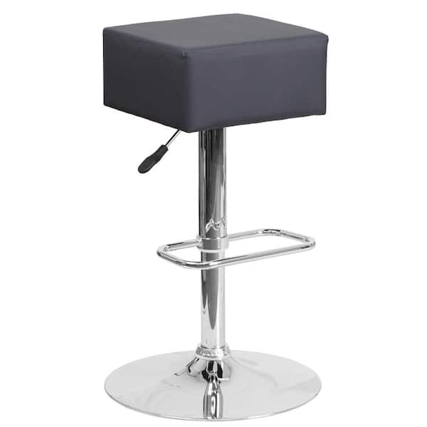 Flash Furniture Adjustable Height Gray Cushioned Bar Stool