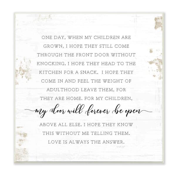 "When My Children Are Grown Text Homely Word Design" by Jennifer Pugh Country Wood Wall Art Print 12 in. x 12 in.