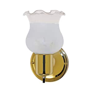 Nuvo 4.5 in. 1-Light Polished Brass Wall Sconce with Frosted Grape Shade