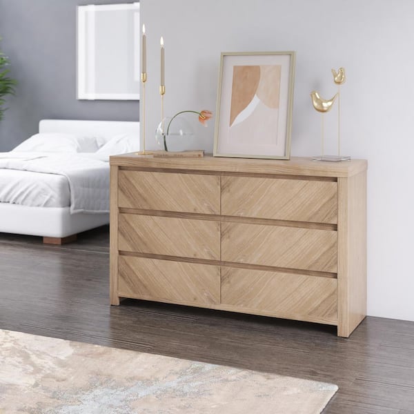 Twin Star Home 6 Drawer Natural Oak, Very Large Bedroom Dresser