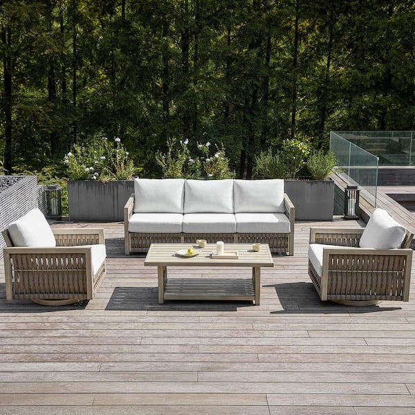 CikaCika Brown 4-Piece Woven Rope Aluminum Outdoor Patio