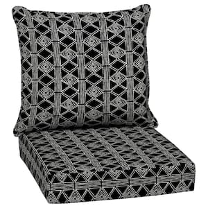 24 in. x 24 in. 2-Piece Deep Seating Outdoor Lounge Cushion in Black Global Stripe