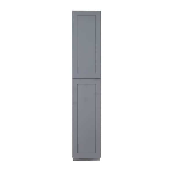 LIFEART CABINETRY Lancaster Gray Plywood Shaker Stock Assembled Tall Pantry Kitchen Cabinet 18 in. W x 84 in. H x 27 in. D
