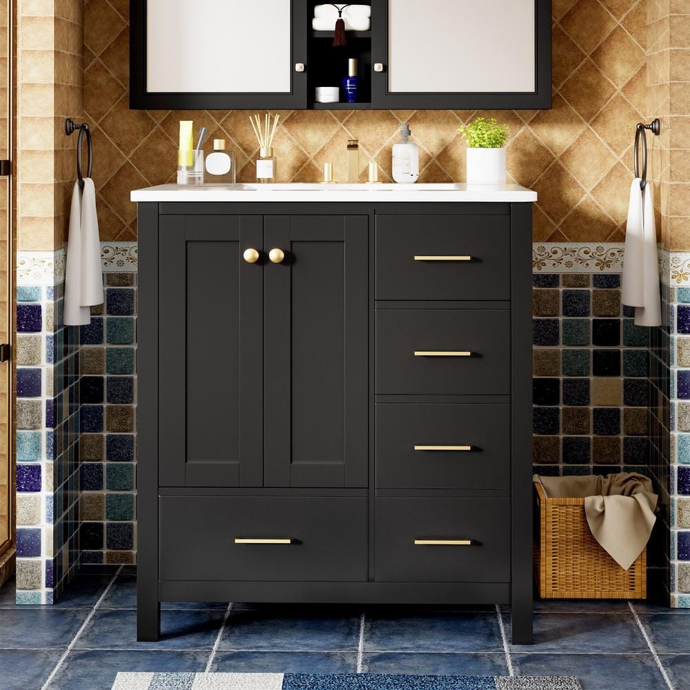 30 in. W x 18.3 in. D x 33.8 in. H Single Sink Freestanding Bath Vanity in 