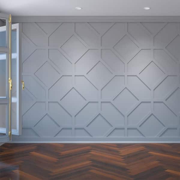 Ekena Millwork 39  in.W x 23 3/8 in.H x 3/8 in.T Large Cameron Decorative Fretwork Wall Panels in Architectural Grade PVC