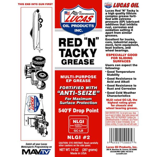 Lucas Oil Red N Tacky Grease Multi-Purpose EP Grease , 16-oz