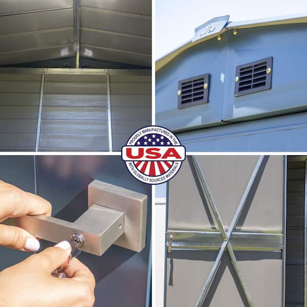 Arrow Select 10 ft. W x 8 ft. D Blue Grey Metal Shed 74 sq. ft