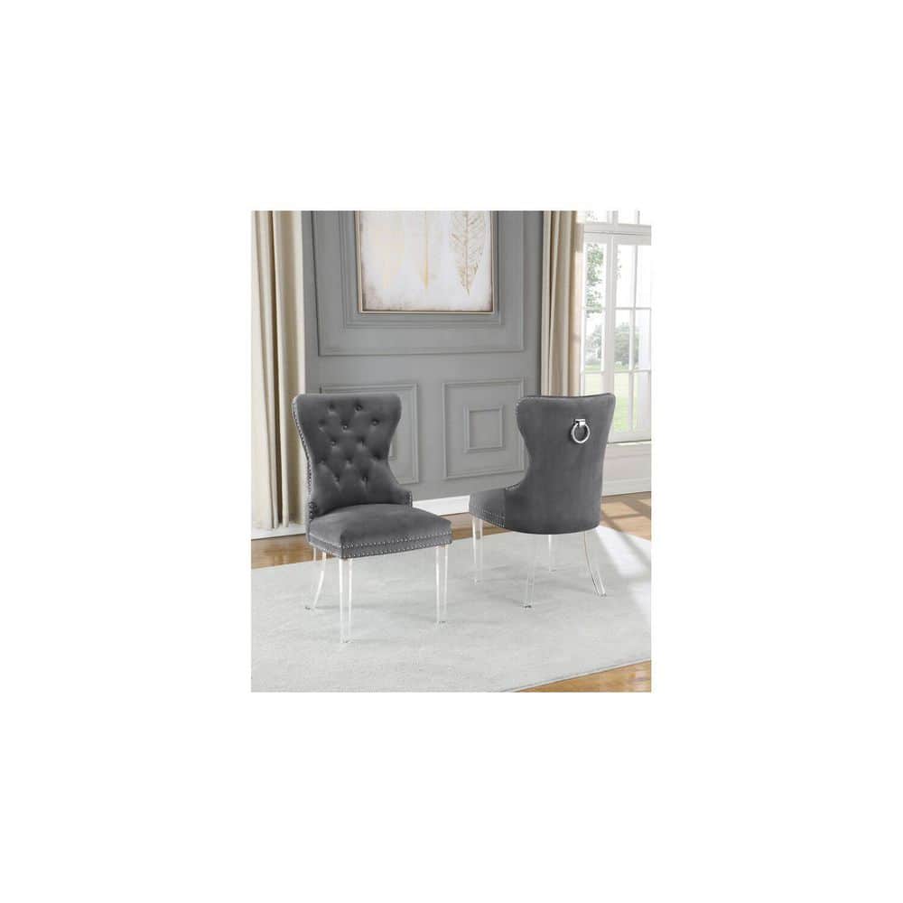 32 in.H Gray Finish Velvet Upholstery Rectangle Barrel Chair Set of 2 with Straight Arm price history on PriceWatchPro