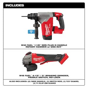 M18 FUEL 18V Lithium-Ion Cordless SDS-Plus 1-1/8 in. Rotary Hammer Drill (Tool-Only) with 4-1/2 in./5 in. Grinder