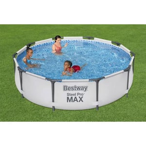 56407E 10 ft. Round 30 in. High Metal Frame Pool Steel Pro MAX Family Swimming Pool Set