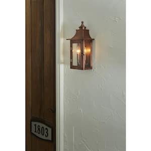 St. Charles Collection 2-Light Copper Patina Outdoor Wall Lantern Sconce