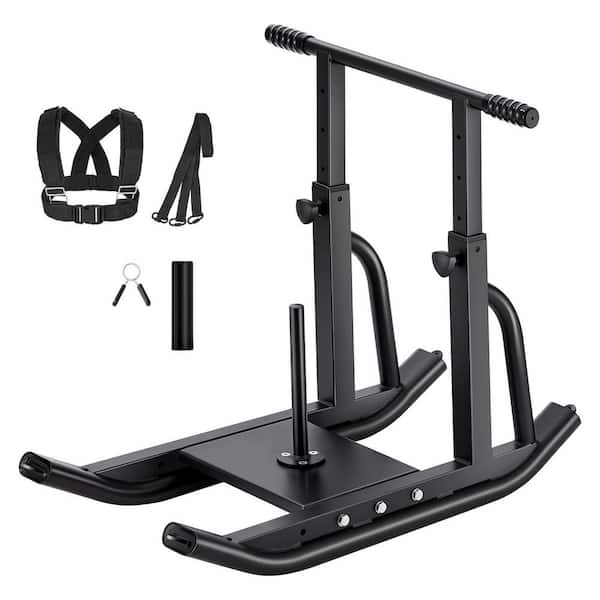 Black Steel Power Sled, Adjustable Height Handle, Weight Sled for Fitness and Speed Training, Fits 1/2 in. Plates