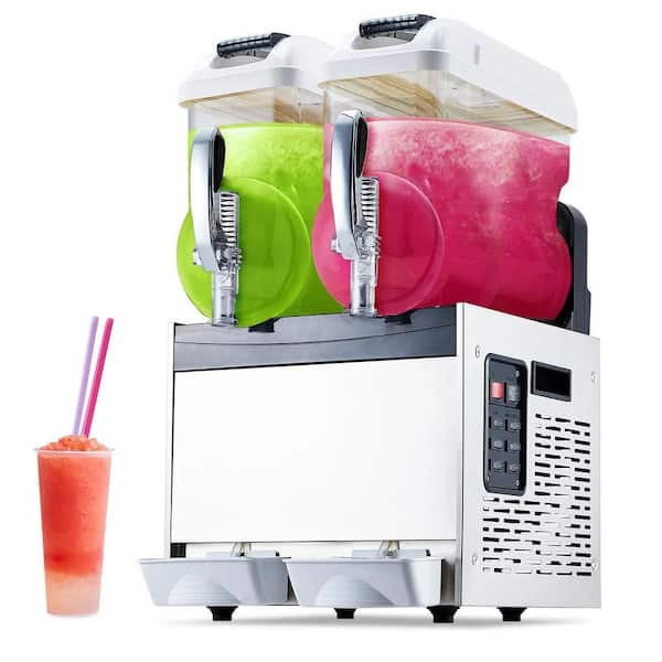 810 Oz /24L Commercial Slushy Machine Double Tank, 700 Watts Rapid Refrigeration & Blending, Snow Cone Machine