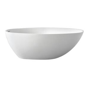 Xena 63 in. Stone Resin Solid Surface Flatbottom Freestanding Bathtub in White