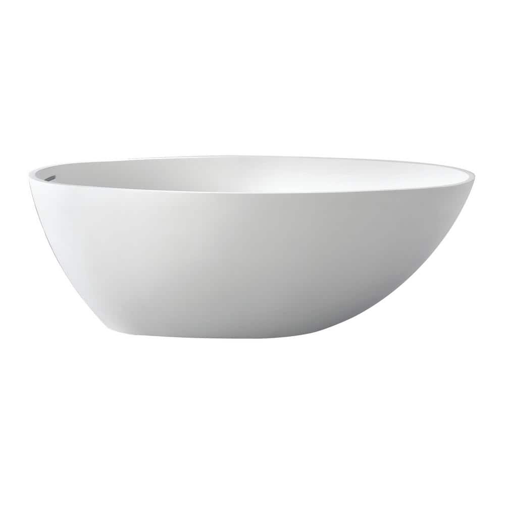 Xena 63 in. Stone Resin Solid Surface Flatbottom Freestanding Bathtub in Wh