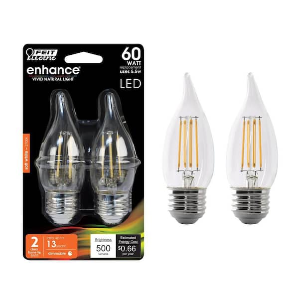 Feit Electric 40-Watt Equivalent BA10 E12 Candelabra Dimmable