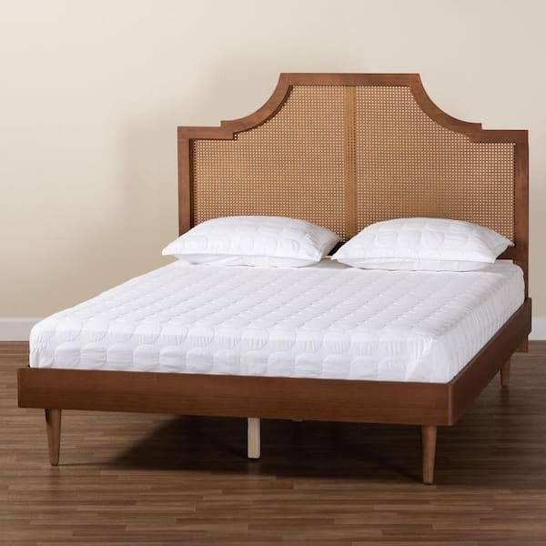 Macaria Brown Wood Frame Queen Platform Bed
