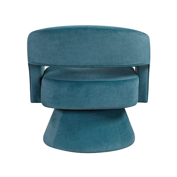 Lazzara Laurie Dark Teal Velvet Upholstery Swivel Arm Chair