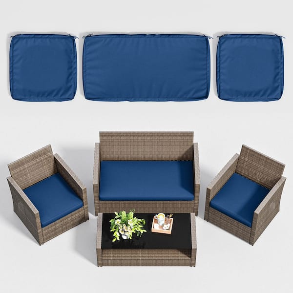 3-Piece 36 x 18 in. & 18 x 18 in. Outdoor Cushion Covers Replacement with Zipper Blue