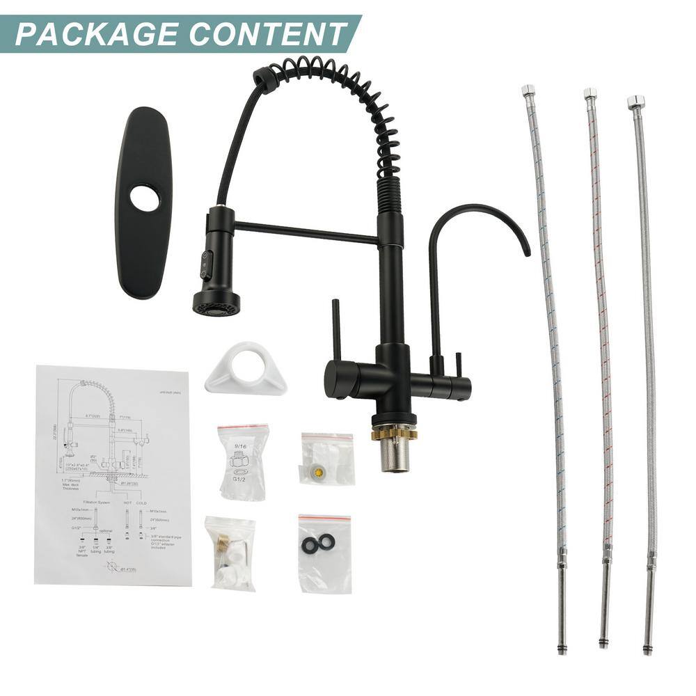 Matte Black Dual Handle Pull Down Kitchen Faucet with Sprayer