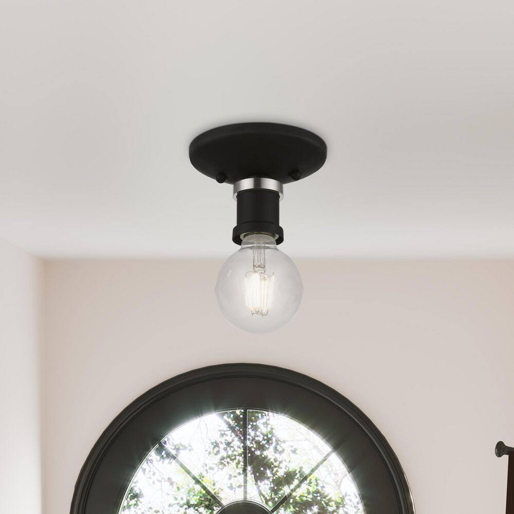 Lansdale Black and Brushed Nickel 1-Light Flush Mount
