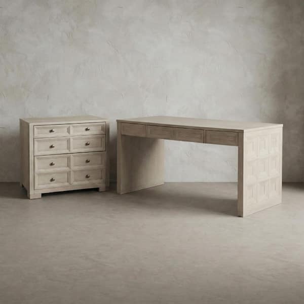 Flonnin 2-Piece 3-Drawer Modern Classic Tawny Brown Wood 36 in. W Vertical File Cabinet with Writing Desk