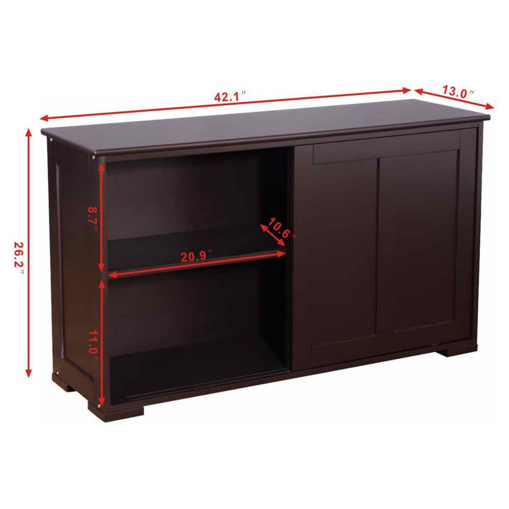 Brown MDF Buffet Cupboard with Sliding Door and Shelf