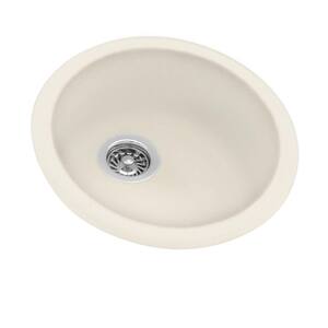 Drop-In/Undermount Solid Surface 18.5 in. 0-Hole Single Bowl Round Kitchen Sink in Bone
