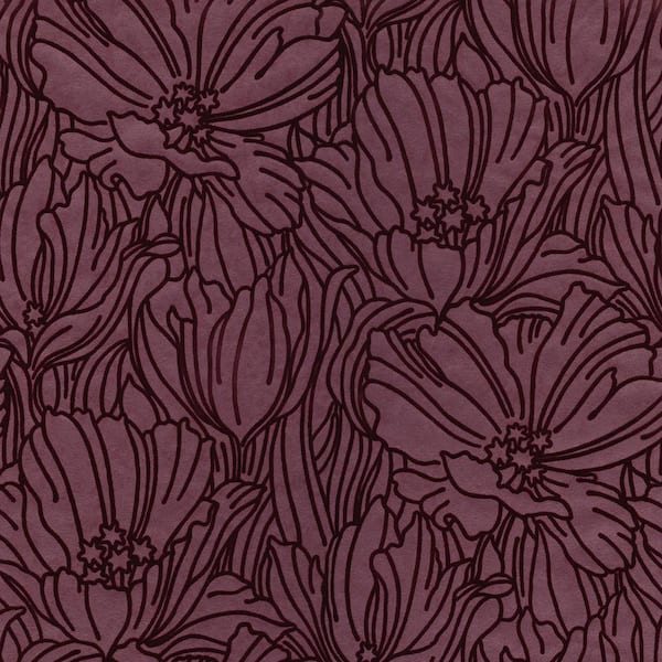 A-Street Prints Selwyn Flock Burgundy Floral Wallpaper 2970-87357