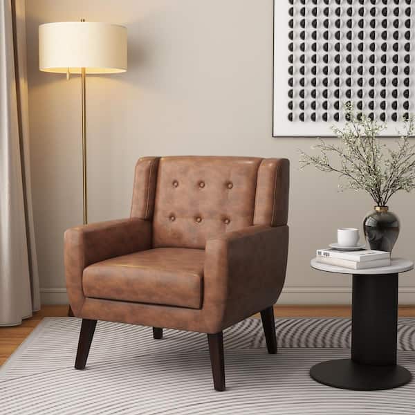Uixe Coffee PU Leather Upholstery Arm Chair (Set of 1) SF0003-P-CF