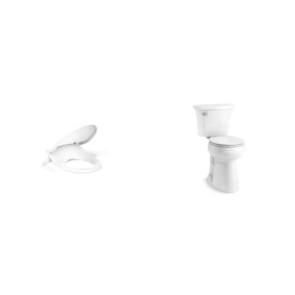 Purewash M250 White Bidet Seat for Round Toilets and Highline Arc 12 in. Rough In Toilet with Soft Close Seat Combo