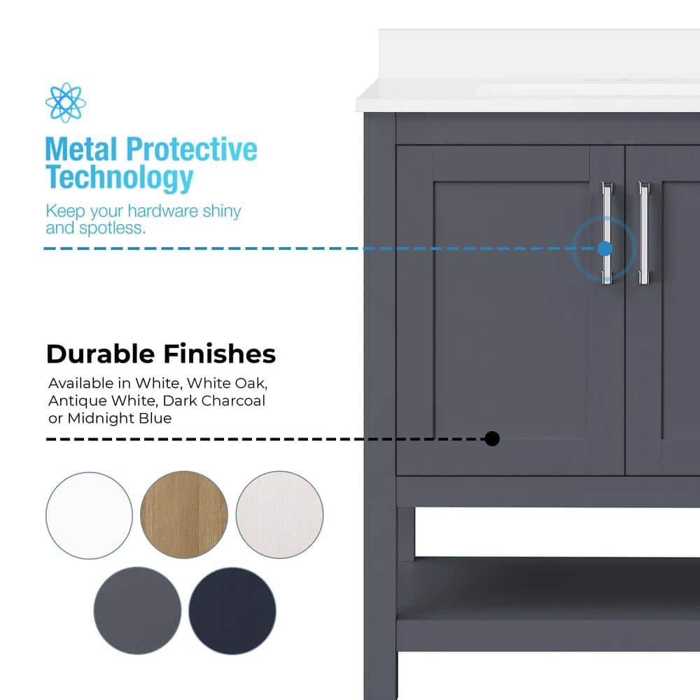Vegas Dark Charcoal 30" Freestanding Bathroom Vanity with Sink
