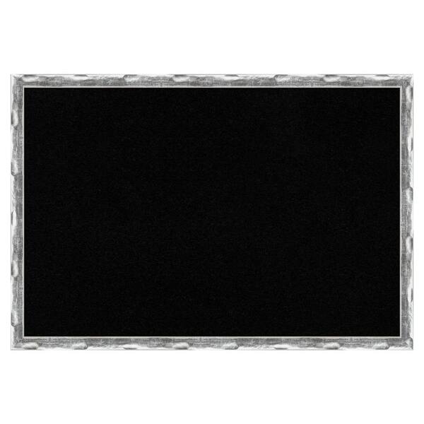 Amanti Art Scratched Wave Chrome Framed Black Corkboard 38 in. x 26 in ...