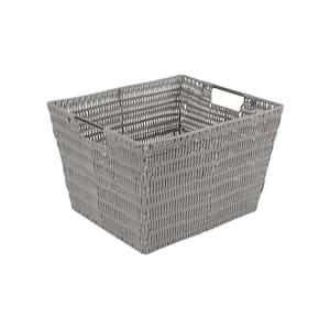 10 in. x 13 in. Grey Large Rattan Storage Tote Basket