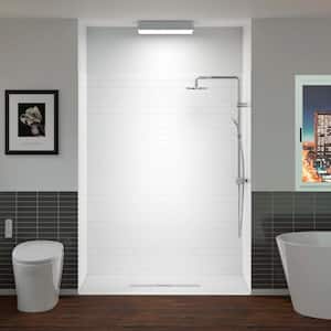60 in. L x 36 in. W x 75 in. H 4-Pieces Alcove Shower Kit with Glue Up Shower Wall and Shower Pan in White/White-BN