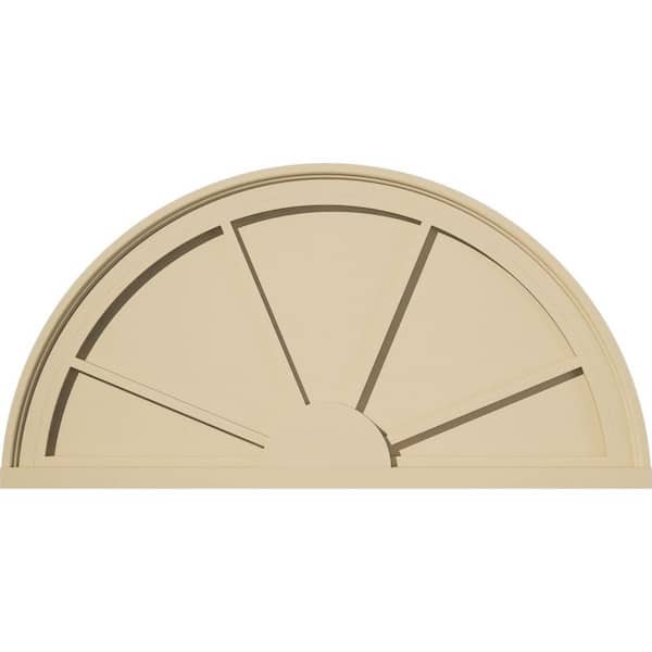 32 in. W x 16 in. H x 2 in. P Half Round 4 Spoke Signature Urethane Pediment, Primed Tan
