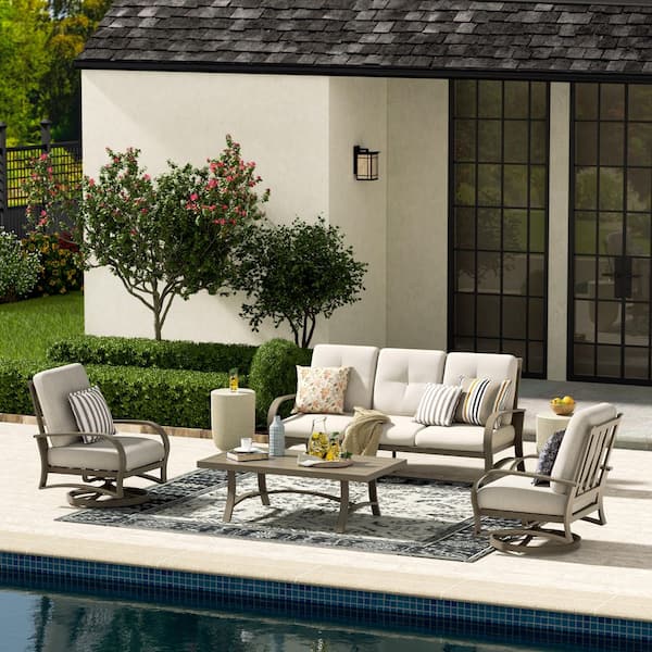 CHAMBER 4-Piece Swivel Aluminum Outdoor Conversation set with Sunbrella Cushions