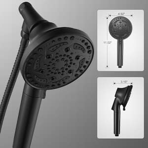 7-Spray Pattern 4.92 in. Wall Mount Handheld Shower Heads 1.8 GPM with Filter, Removable Shower hose in Matte Black