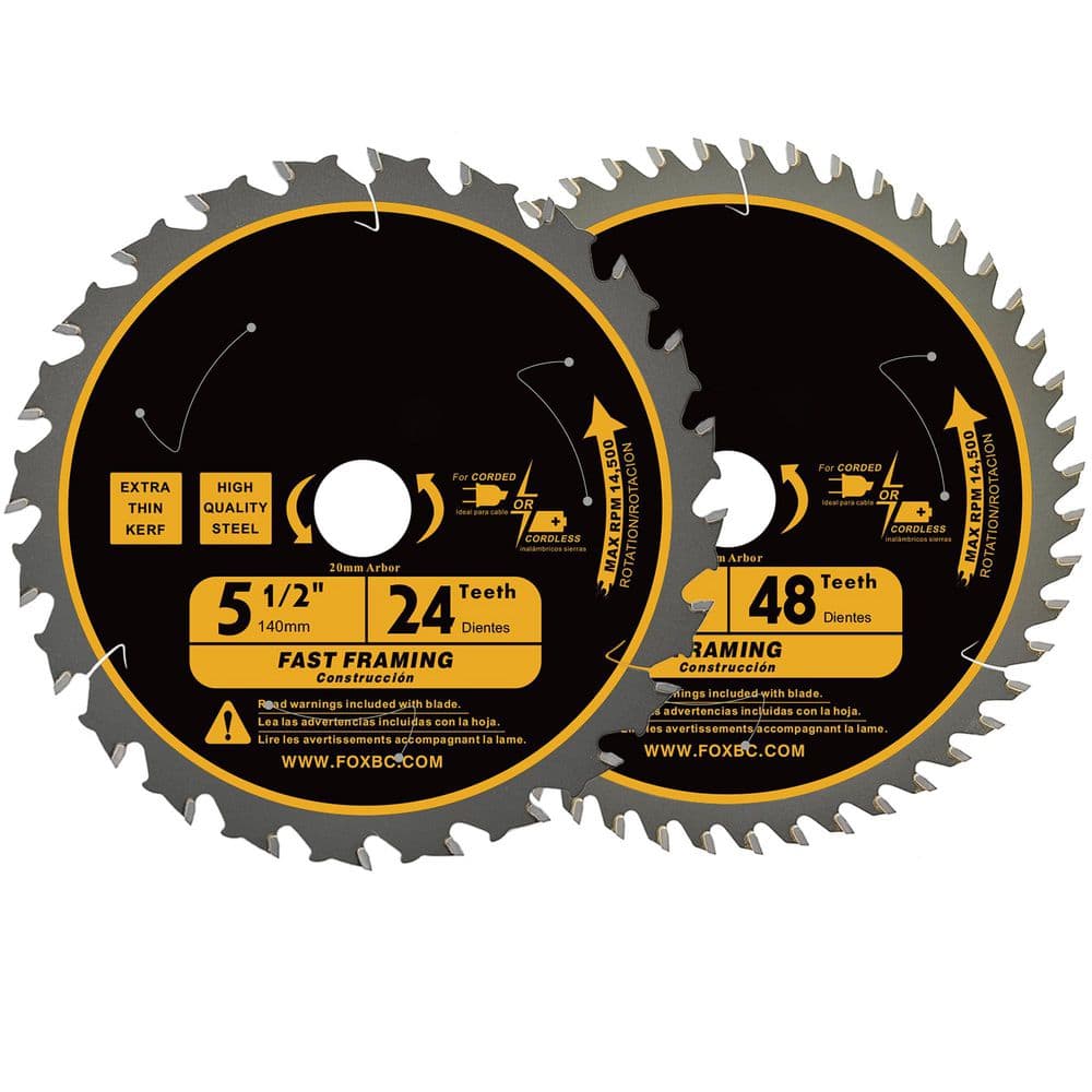5-1/2 in. 24-Tooth Fast Framing Wood Cutting Carbide Saw Blade Power Tool Accessory Type 2-Pack price history on PriceWatchPro