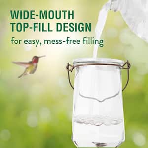 28 oz. Capacity Crystal Top-Fill Glass Hummingbird Feeder
