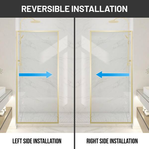 ANZZI Welle 34 in. W x 74 in. H Fixed Framed Shower Door in