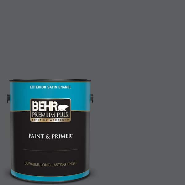 BEHR PREMIUM PLUS 1 gal. #N500-6 Graphic Charcoal Satin Enamel Exterior Paint & Primer