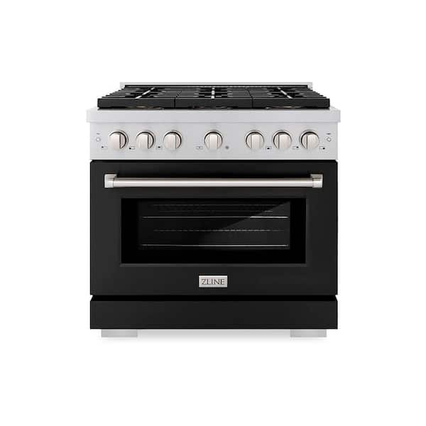 36 in. 5.2 cu. ft. Paramount Dual Fuel Range with 6 Burner DuoPro Cooktop and Convection Oven with Black Matte Door
